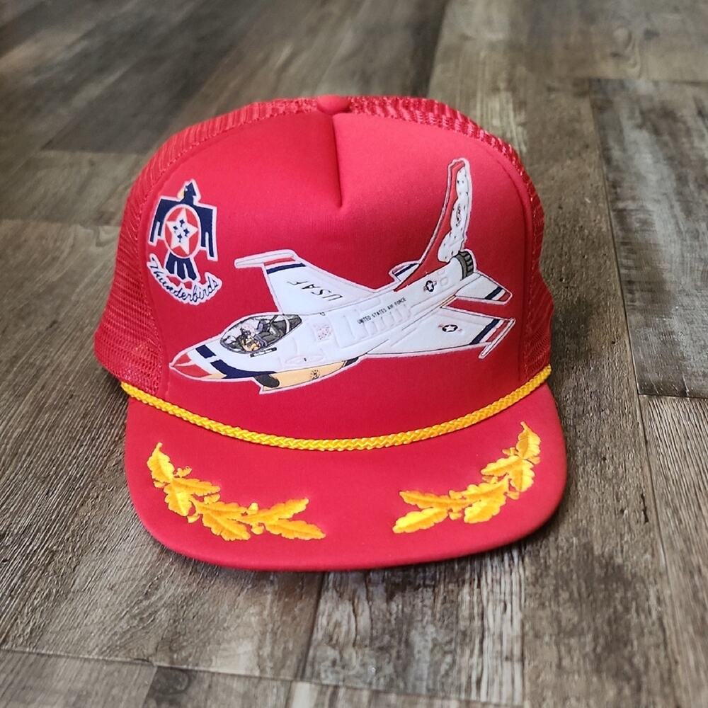 Vintage 1988 Thunderbirds Red Hat‎ Cap Signed Jeff #6 Air Show Grissom Air Force
